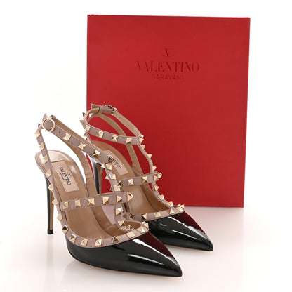 Valentino Garavani Patent Nappa Rockstud Ankle Strap 100mm Pumps 38.5 Black Poudre 9 of 9