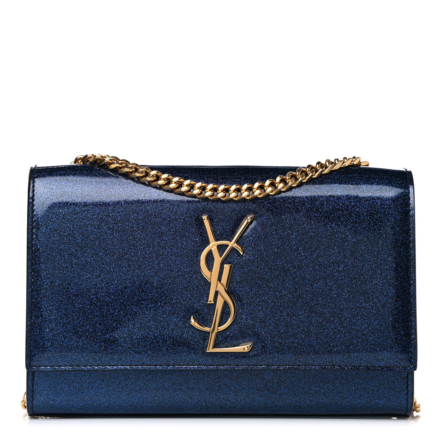 Saint Laurent Glitter Patent Small Monogram Kate Satchel Cobalt 1 of 16