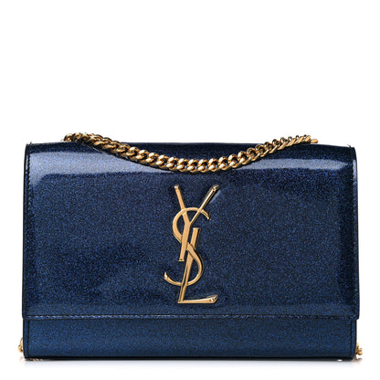 Saint Laurent Glitter Patent Small Monogram Kate Satchel Cobalt 1 of 16