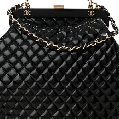 Chanel Glazed Calfskin Quilted Mademoiselle Large Frame Bag Black 8 of 14