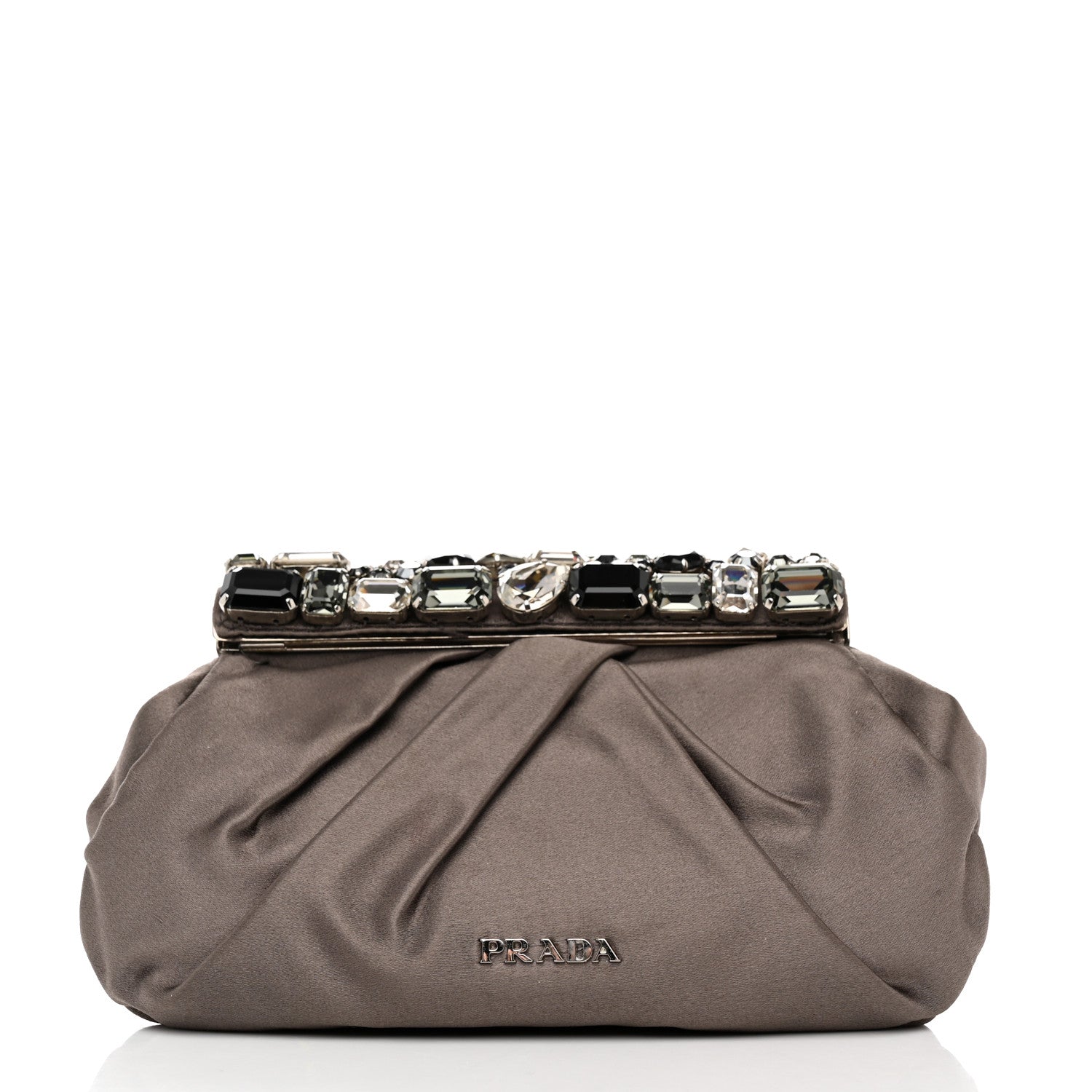 Prada Satin Crystal Clutch Fumo 1 of 9