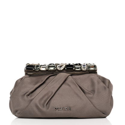 Prada Satin Crystal Clutch Fumo 1 of 9