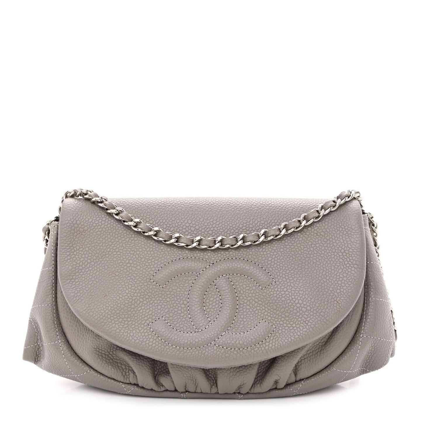 Caviar Half Moon Wallet On Chain WOC Light Grey