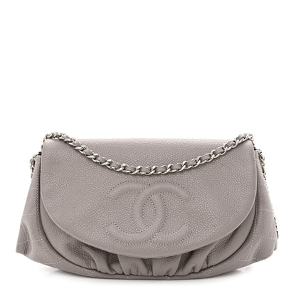 Chanel Caviar Half Moon Wallet On Chain WOC Light Grey 1 of 12