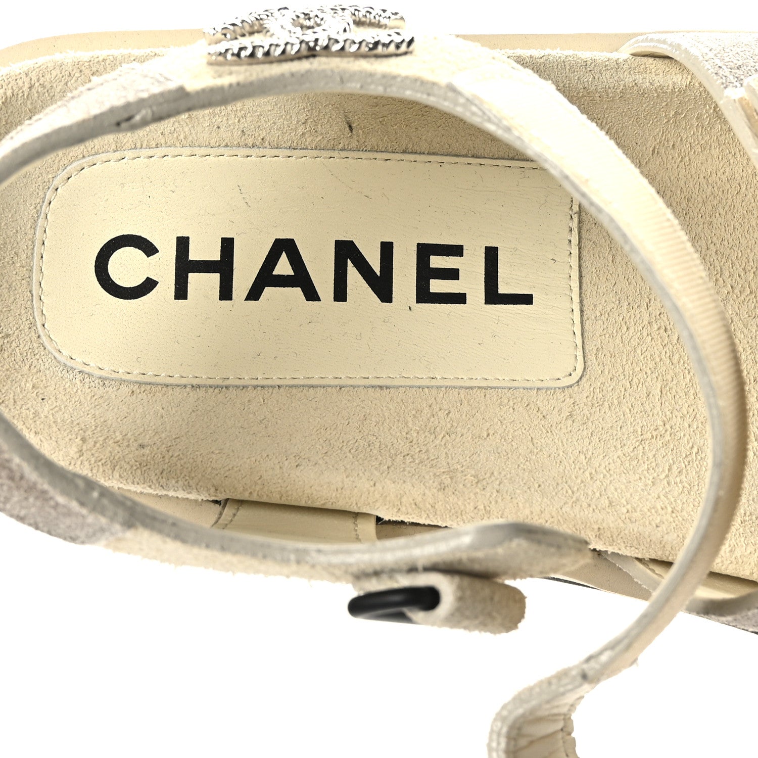 Chanel Suede Calfskin Velcro Flat Sandals 39 Ivory Dark Beige 7 of 8
