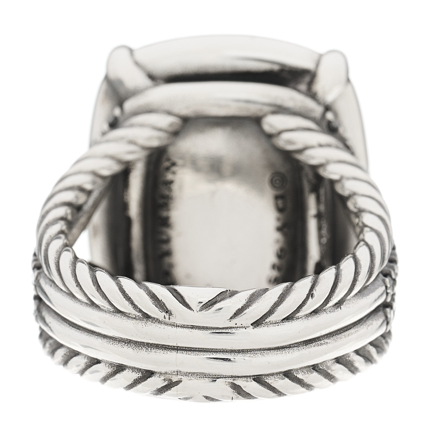 David Yurman Darkened Sterling Silver Diamond Blue Topaz 20mm Chatelaine Ring 56 7.5 3 of 5