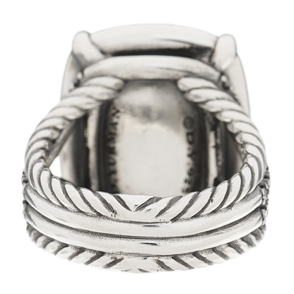 David Yurman Darkened Sterling Silver Diamond Blue Topaz 20mm Chatelaine Ring 56 7.5 3 of 5