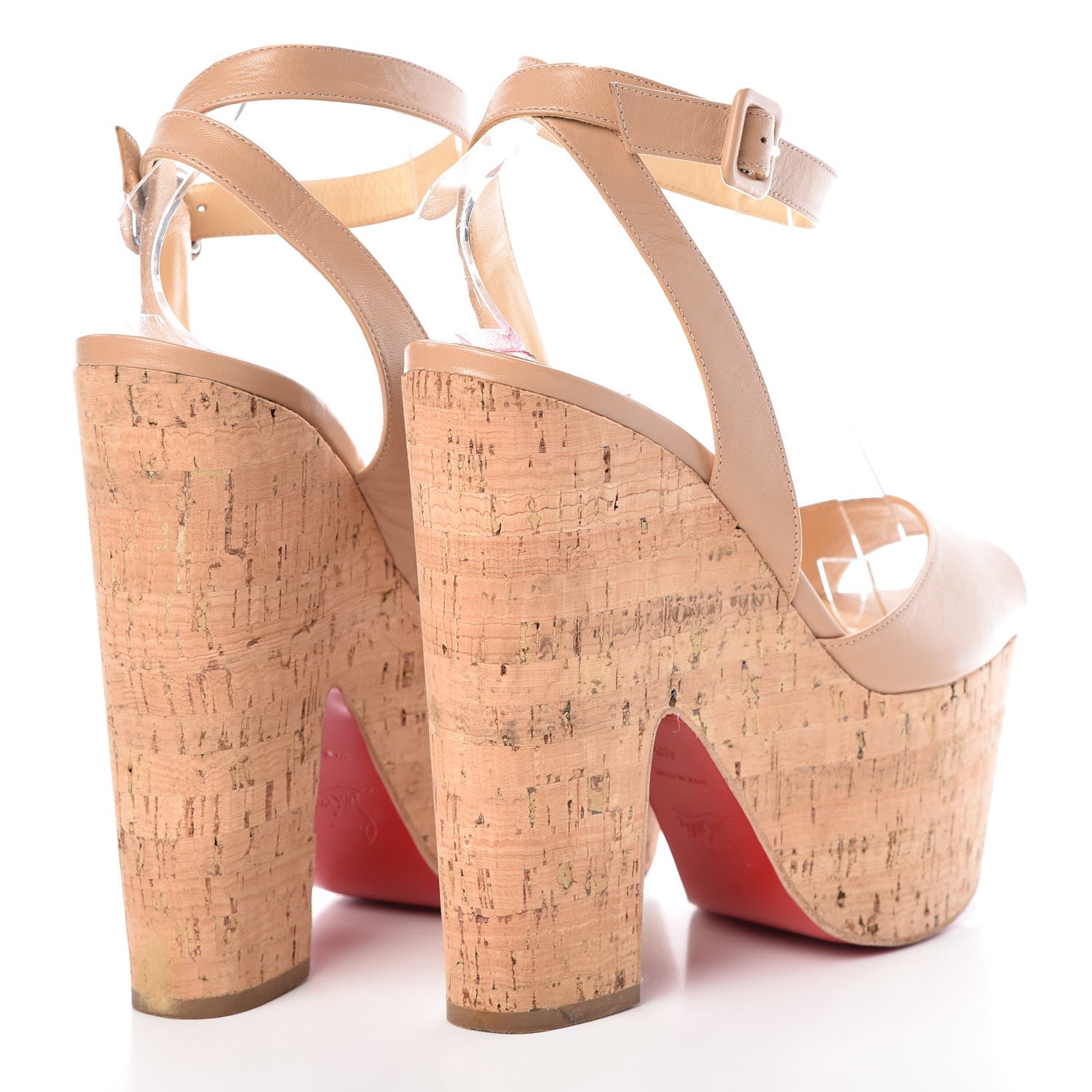 Christian Louboutin Kid Cork Super Dombasle 160 Platform Sandals 40.5 Nude 4 of 9