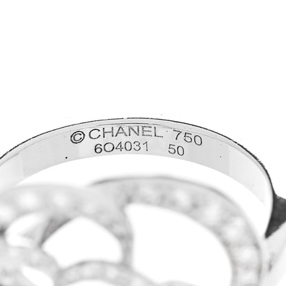 Chanel 18K White Gold Diamond Medium Fil de Camelia Ring 50 5.25 5 of 6