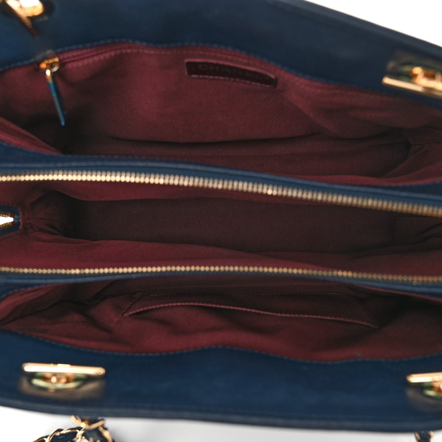 Sheepskin Quilted Mademoiselle Vintage Shopping Tote Navy