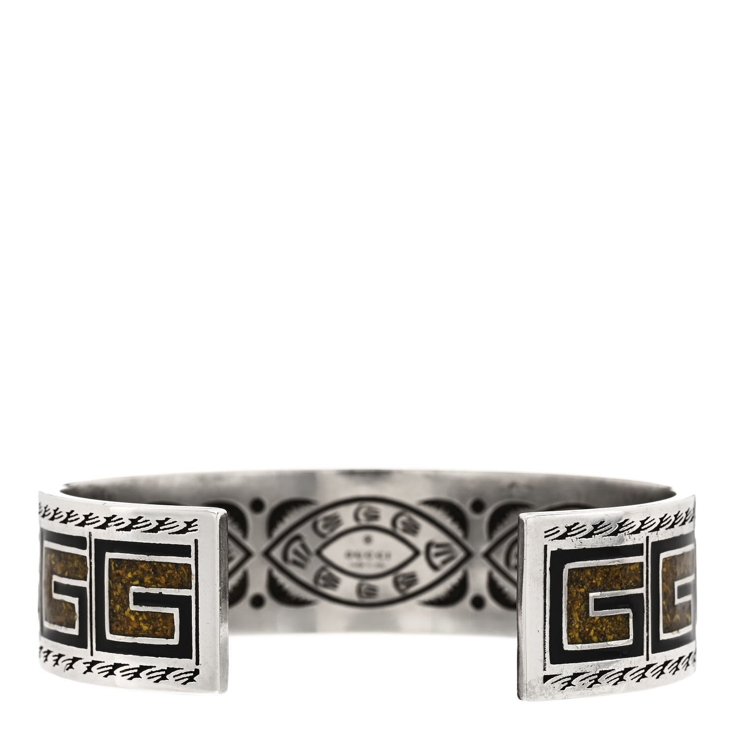 Sterling Silver Enamel G Cuff Bracelet