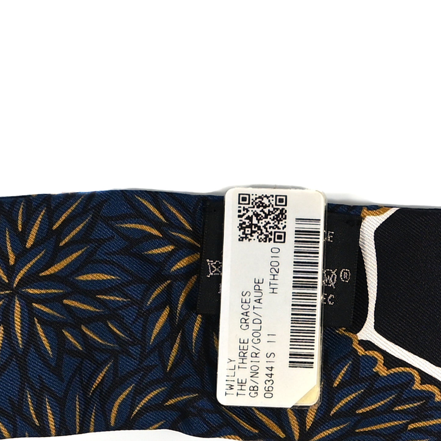 Silk Three Graces Twilly Black Gold Taupe