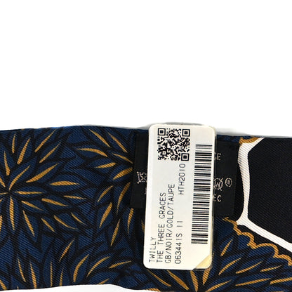 Hermes Silk Three Graces Twilly Black Gold Taupe 4 of 4