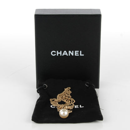 Chanel Enamel CC Pearl Drop Necklace Gold 5 of 5