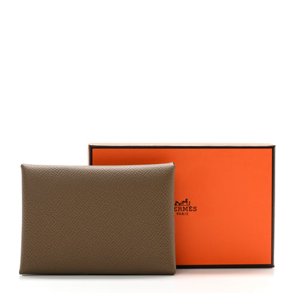 Hermes Epsom Calvi Duo Card Case Etoupe 7 of 7