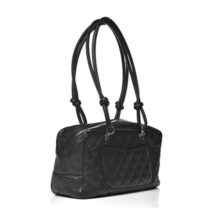 Chanel Calfskin Quilted Large Cambon Bowler Black White 3 of 14