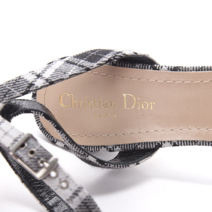 Christian Dior Canvas Tartan Gang Ankle Strap Slingback Pumps 40 Black 7 of 7