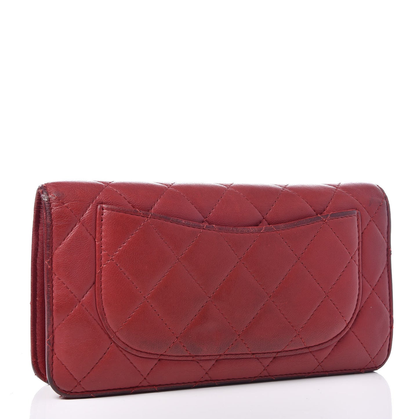 Lambskin Quilted Yen Wallet Red