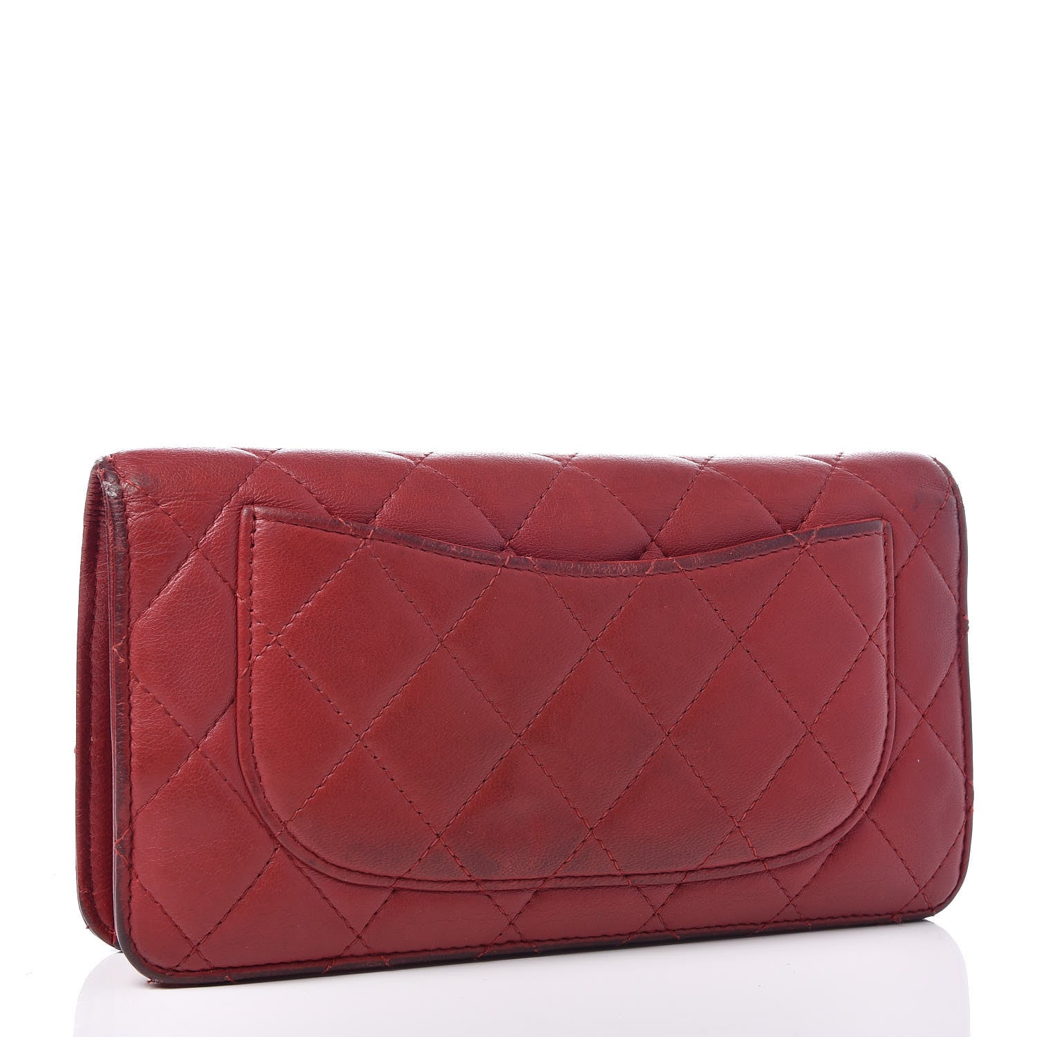 Chanel Lambskin Quilted Yen Wallet Red 3 of 17