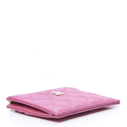Chanel Caviar Quilted CC Zip Card Holder Pink 4 of 8