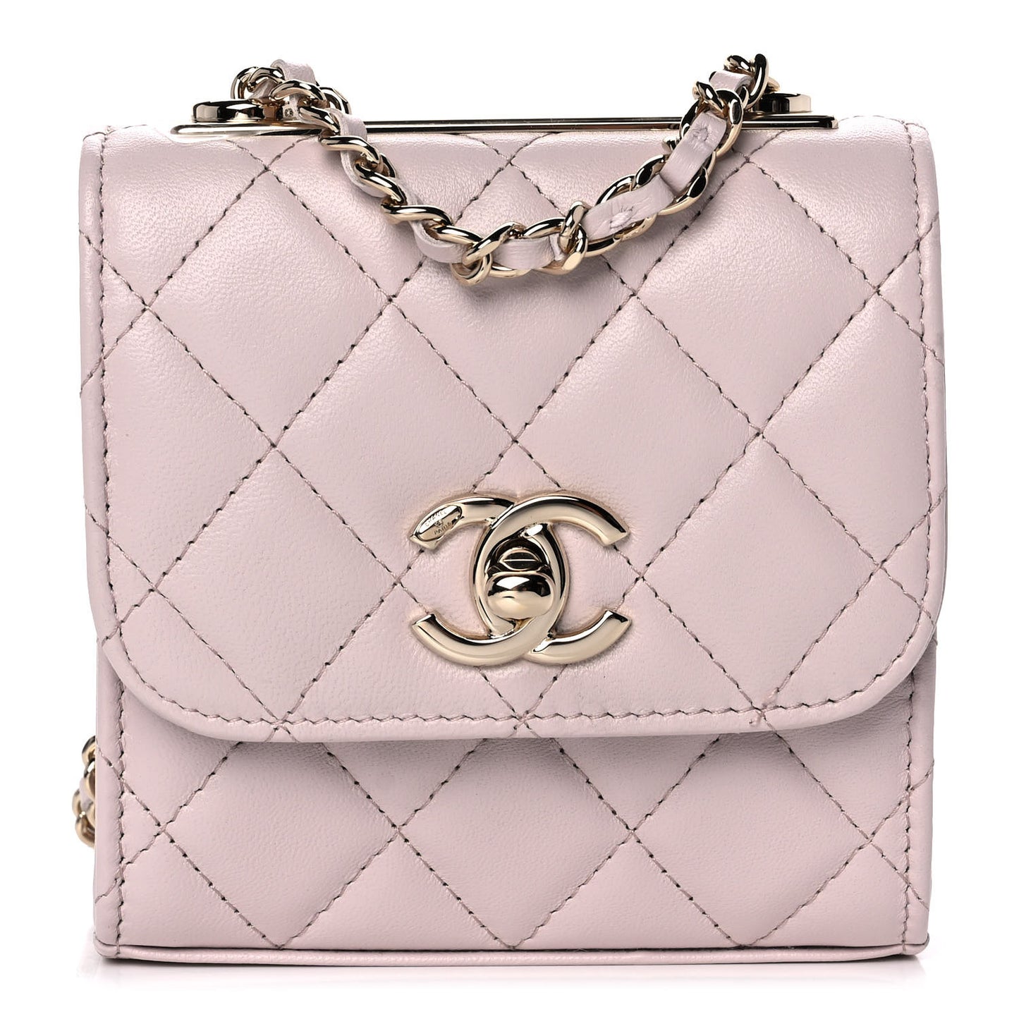 Lambskin Quilted Mini Trendy CC Clutch With Chain Light Purple