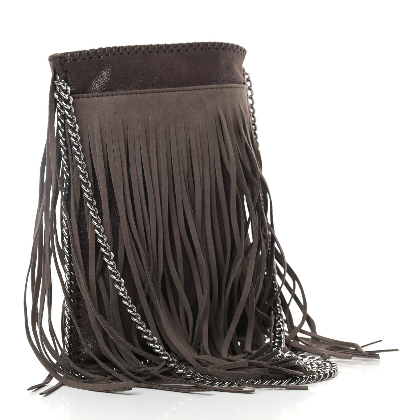 Shaggy Deer Fringe Flat Crossbody Brown