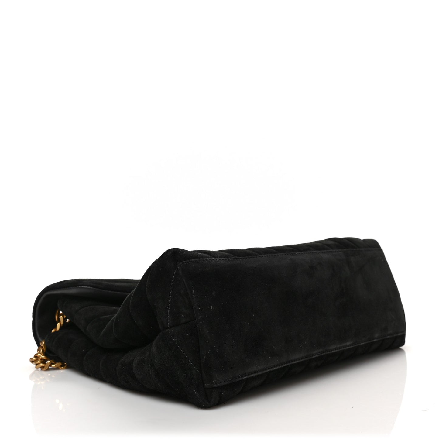 Suede Y Quilted Monogram Medium Loulou Chain Satchel Black