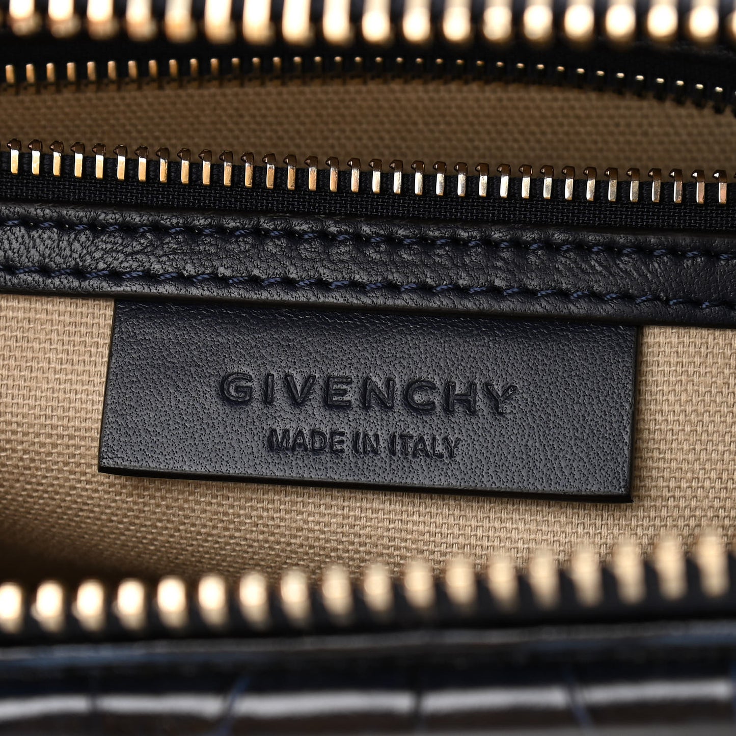 Calfskin Crocodile Embossed Small Antigona Navy