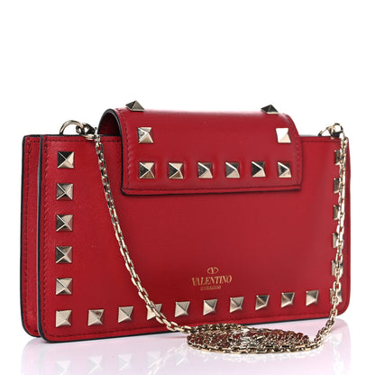 Valentino Garavani Calfskin Rockstud Phone Case With Chain Rosso Valentino 3 of 15