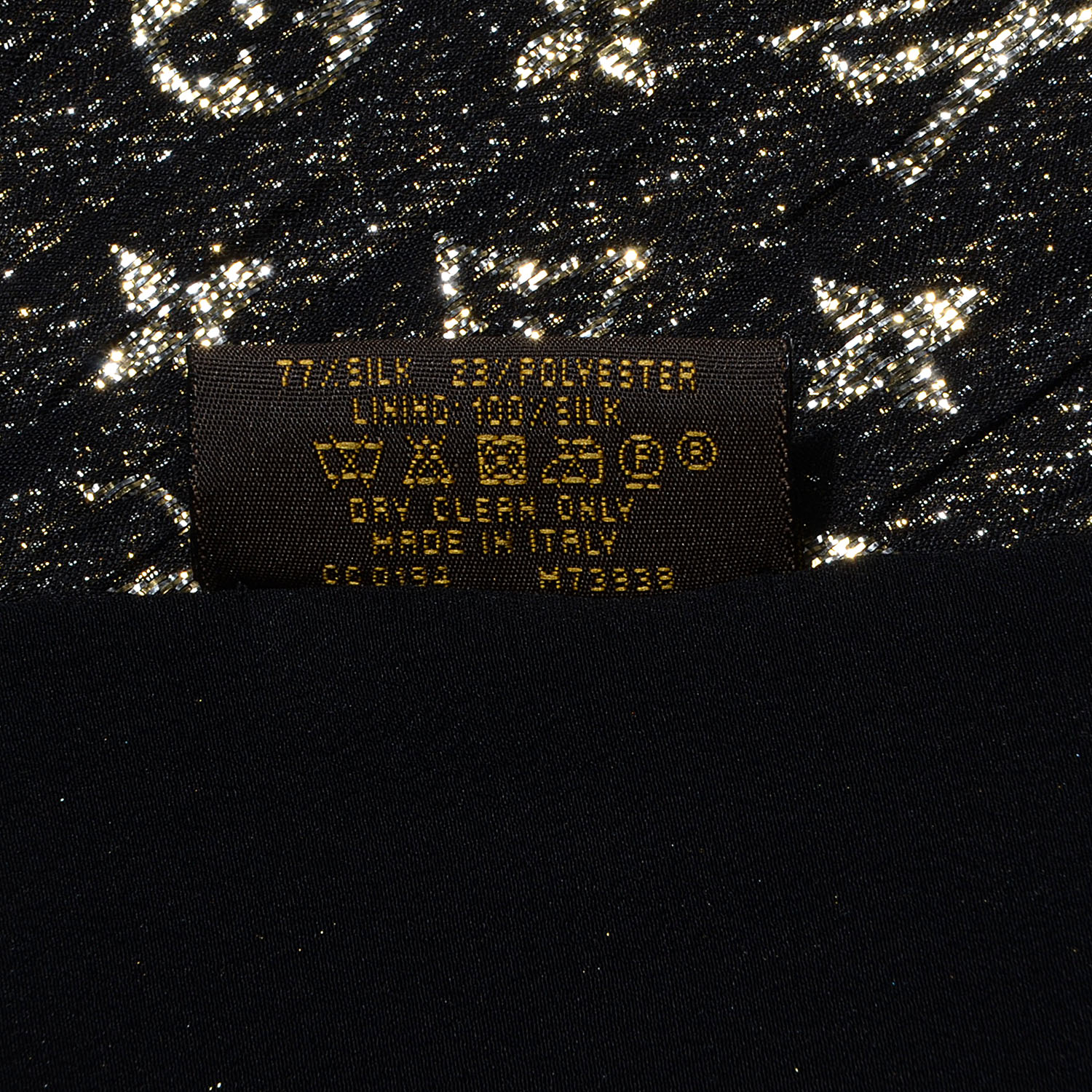 Louis Vuitton Monogram Silk So Glitter Stole Black 6 of 6
