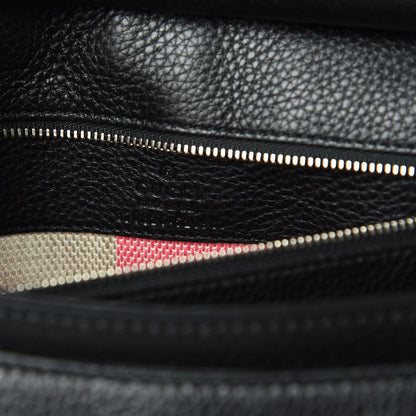 Gucci Pebbled Calfskin Medium Bamboo Daily Flap Shoulder Bag Black 6 of 9