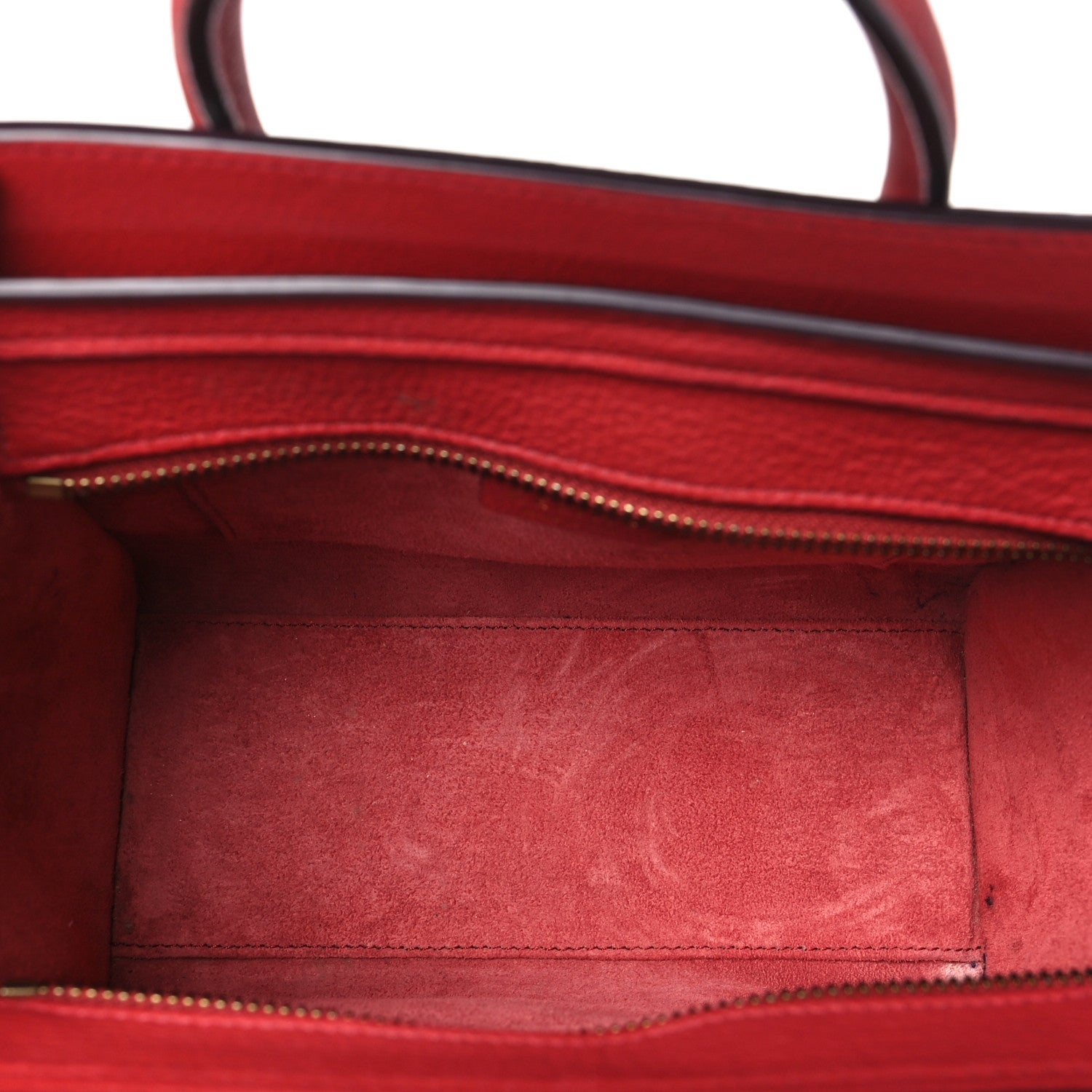 Celine Drummed Calfskin Nano Luggage Red 5 of 10