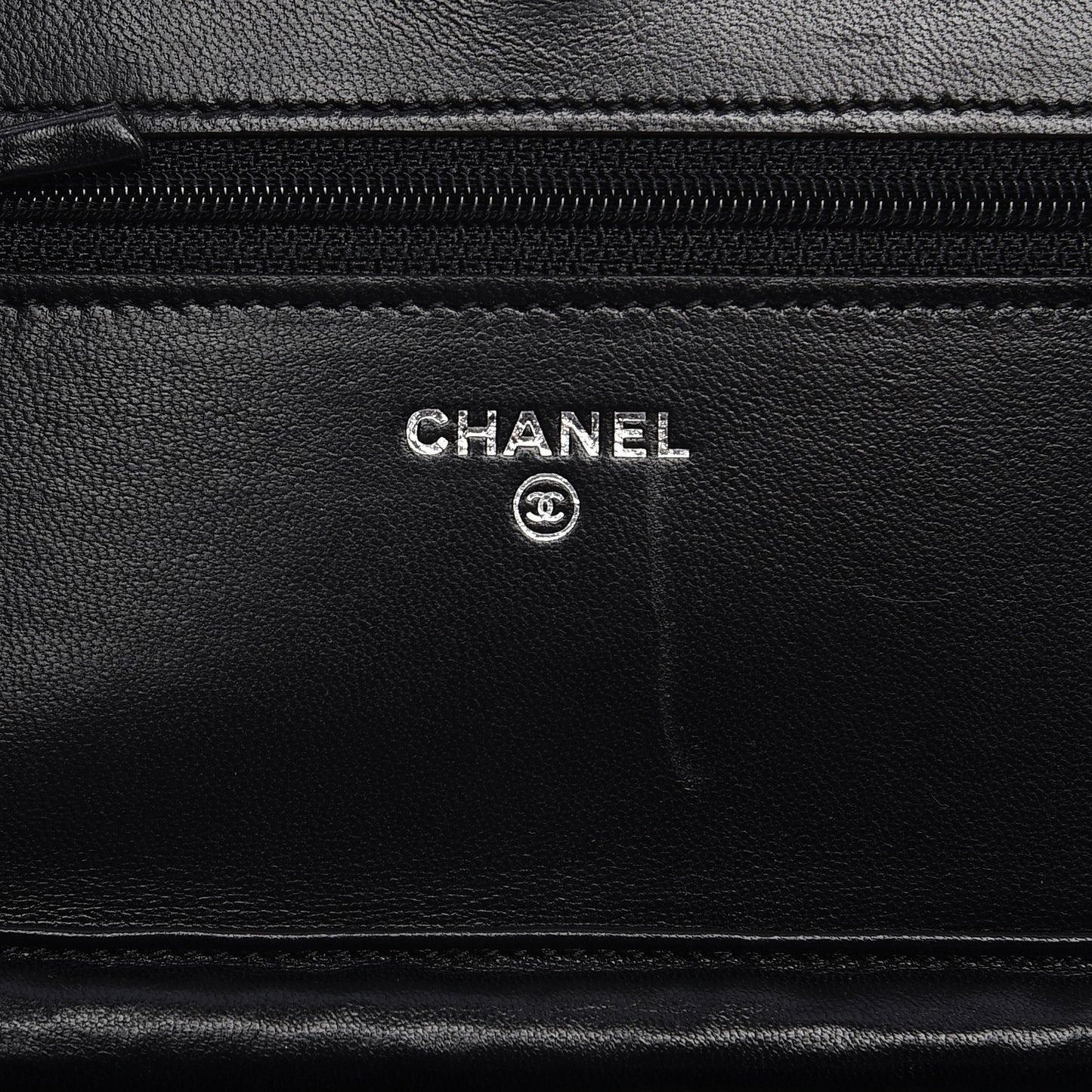 Lambskin Camellia Wallet on Chain WOC Black