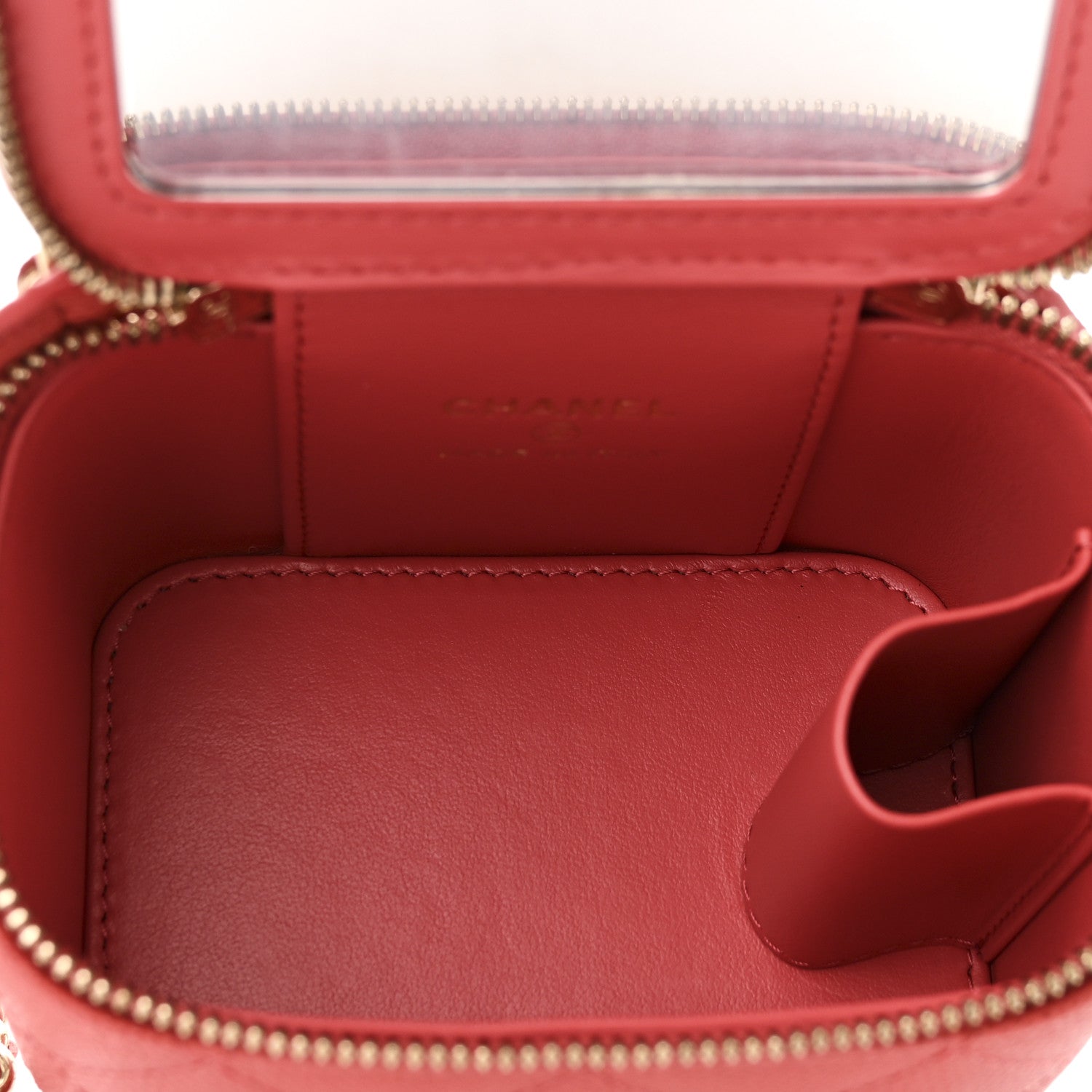 Chanel Caviar Quilted Mini Vanity Case With Chain Dark Pink 5 of 11