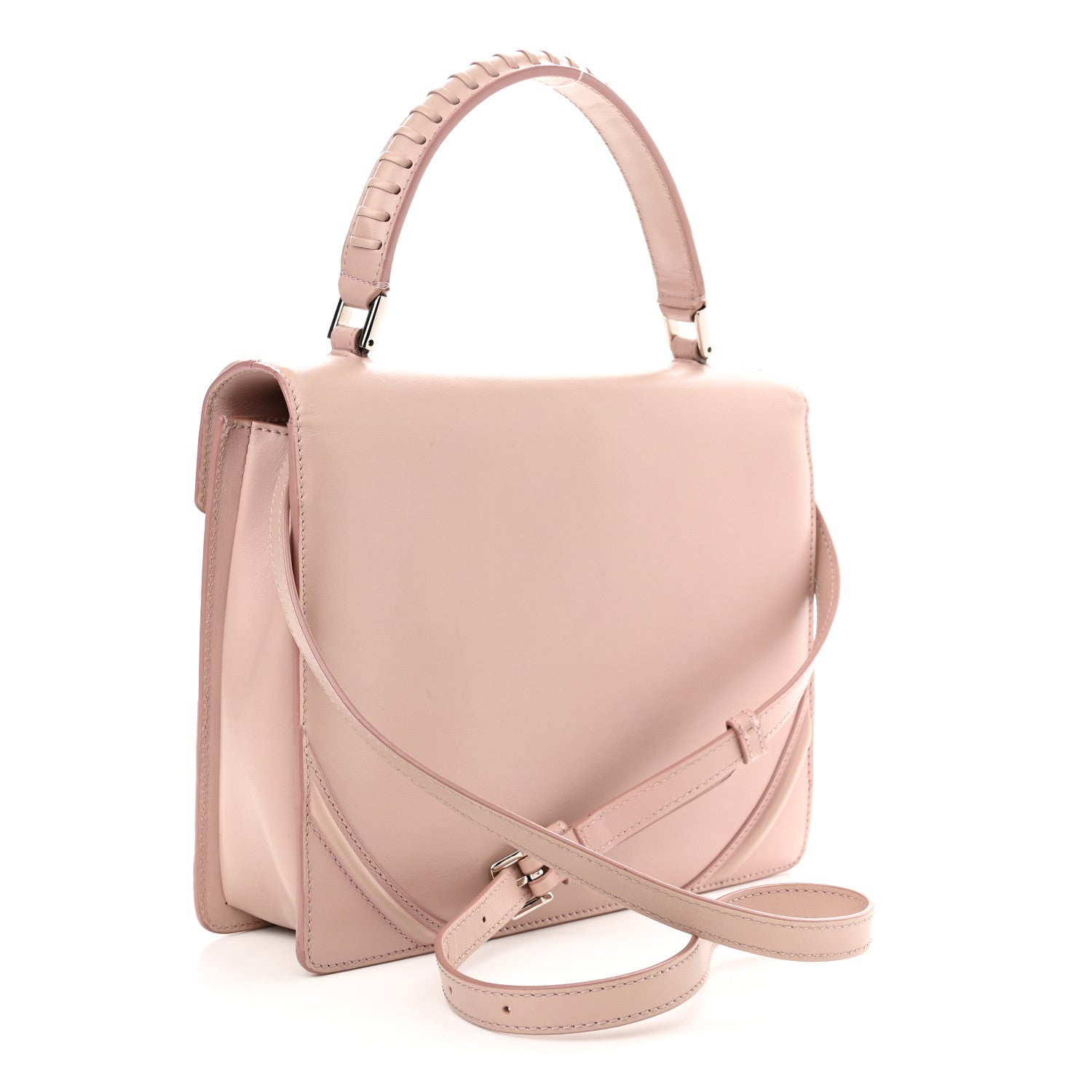 Alexander McQueen Calfskin Crystal Chain Flower Satchel Pink 3 of 12