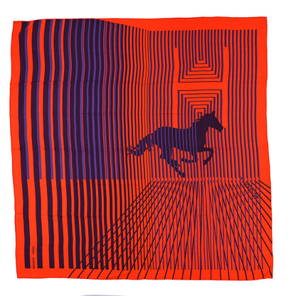 Hermes Cashmere Silk H Au Galop Shawl 140 Vermillon Violet 1 of 3