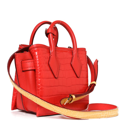 MCM Calfskin Crocodile Embossed Mini Neo Milla Tote Ruby Red 6 of 28