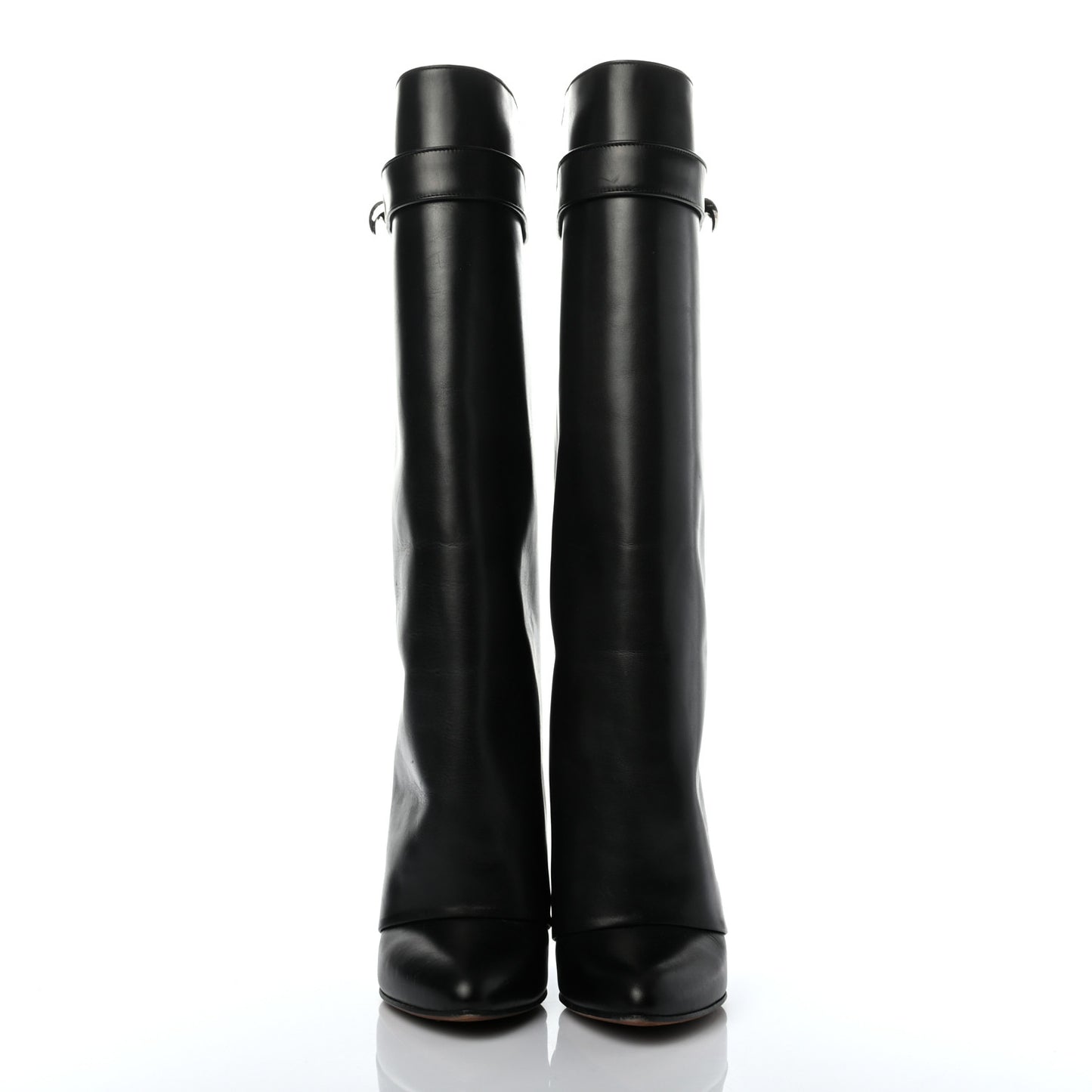 Calfskin Newton Over The Knee Boots 36.5 Black