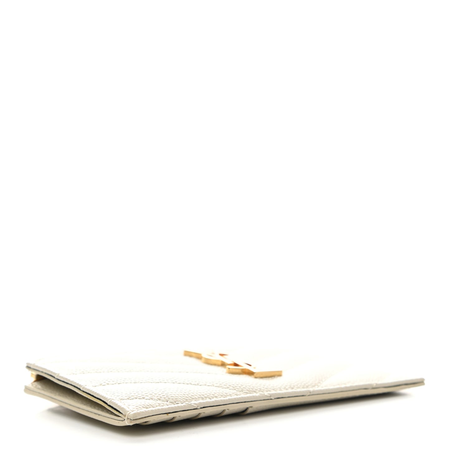 Grain De Poudre Matelasse Chevron Monogram Fragments Zippered Card Case Crema Soft