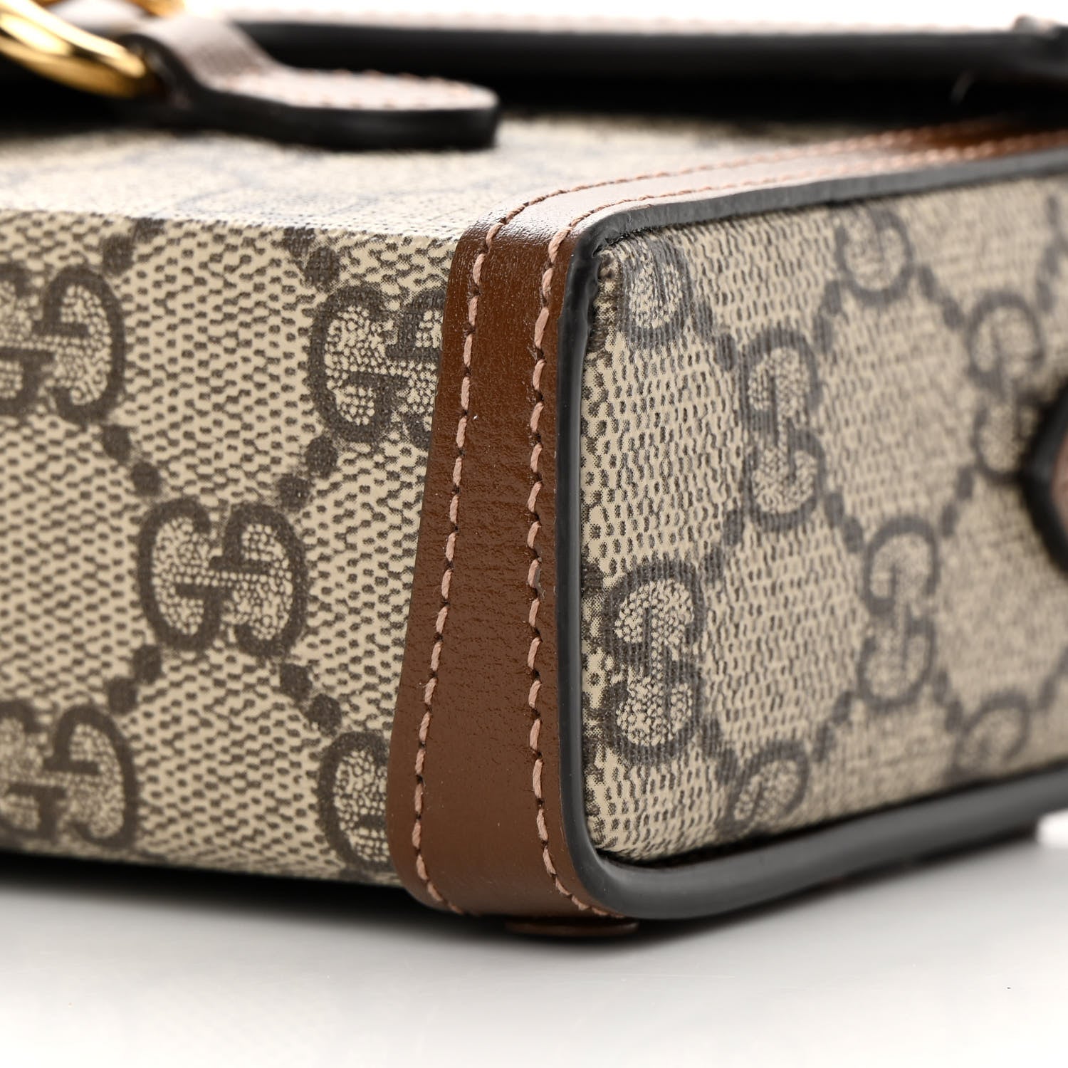 Gucci GG Supreme Monogram Mini Horsebit 1955 Shoulder Bag Beige Brown Sugar 10 of 11