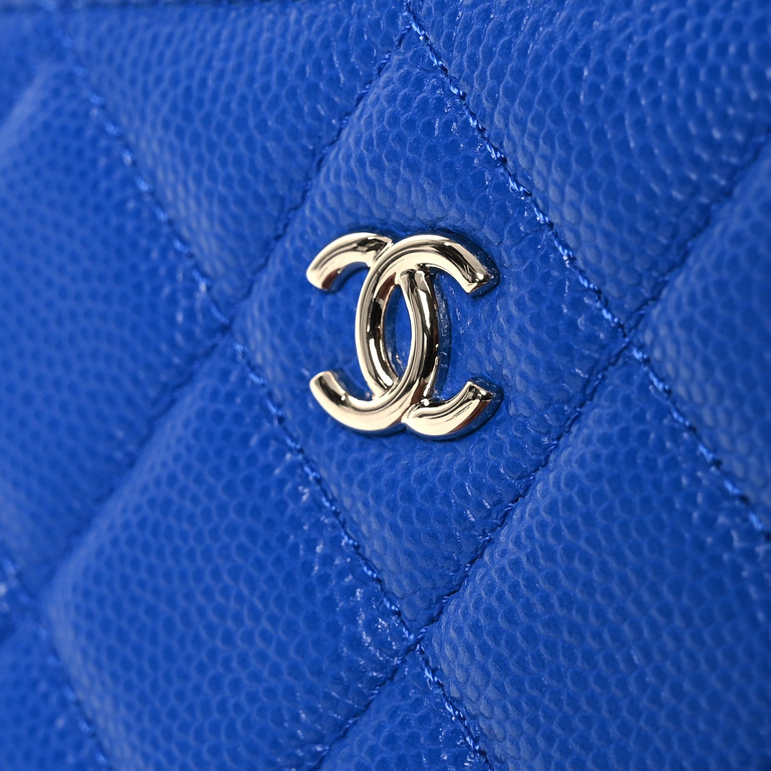 Chanel Caviar Quilted Small Cosmetic Case Blue 8 of 8