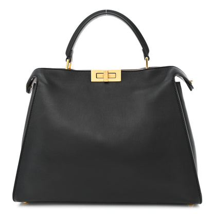 Fendi Vitello Tahiti Burro Large Peekaboo Iconic Essentially Satchel Black Corda 1 of 11