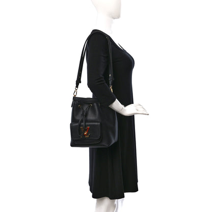 Louis Vuitton Calfskin Lockme Bucket MM Black 2 of 8