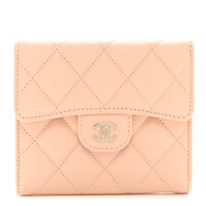 Chanel Caviar Quilted Compact Flap Wallet Light Beige 1 of 8