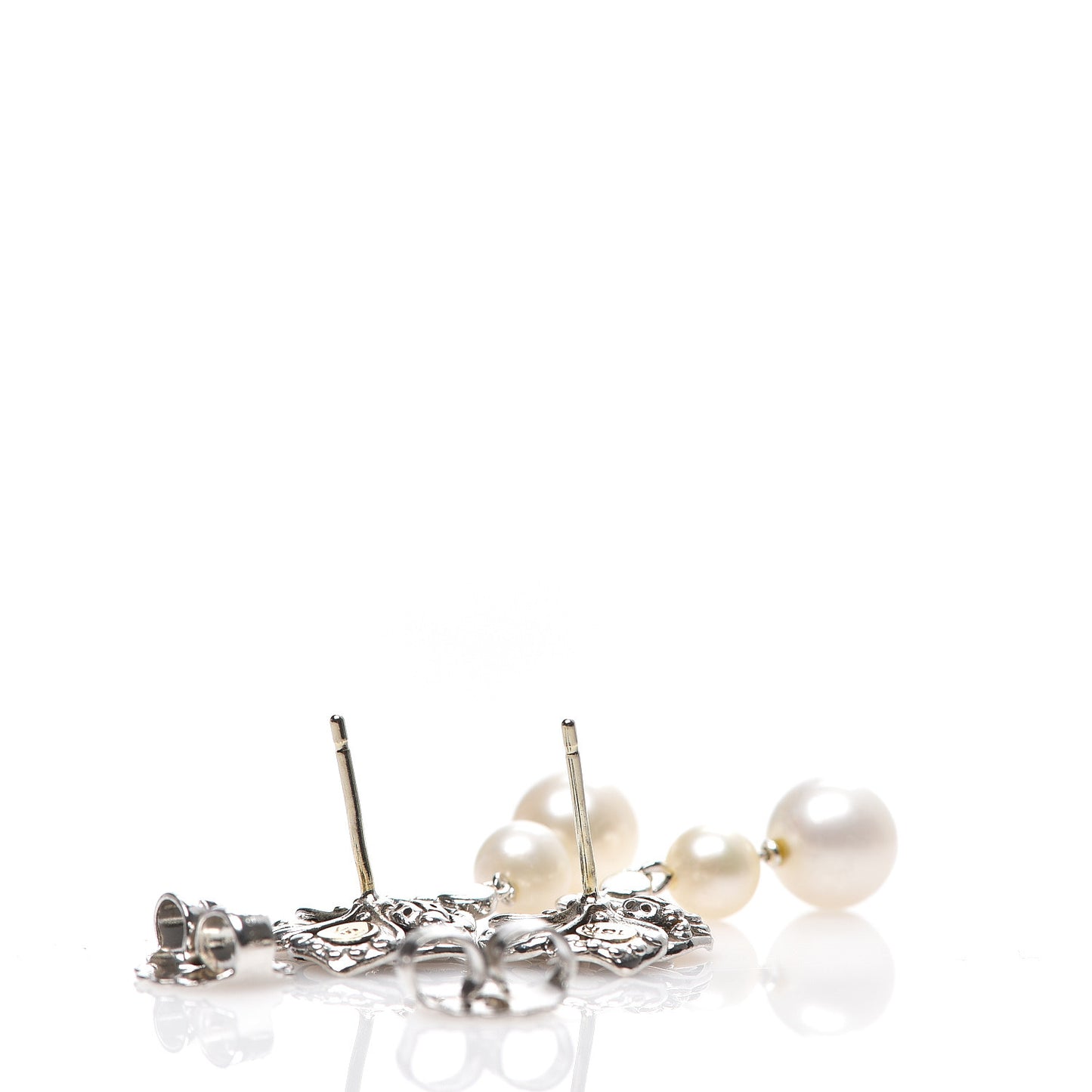 Sterling Silver 18K Yellow Gold Pearl Ayu Jasmine Drop Earrings