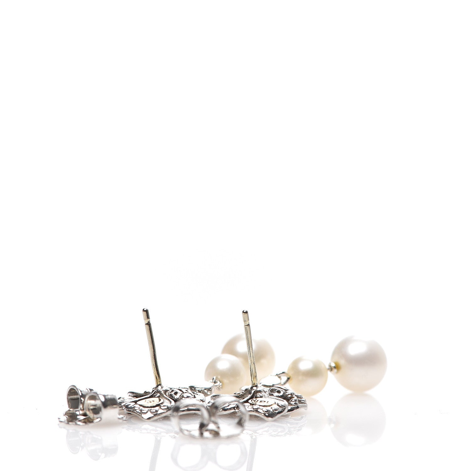 John Hardy Sterling Silver 18K Yellow Gold Pearl Ayu Jasmine Drop Earrings 3 of 5