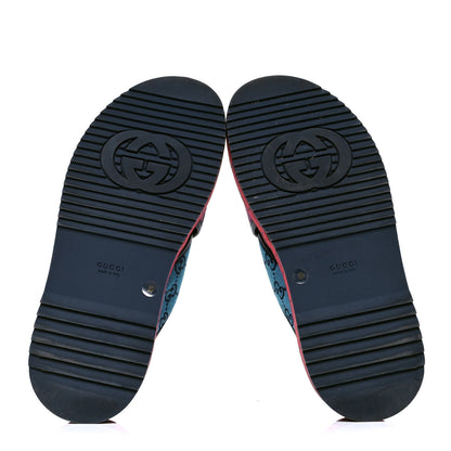Gucci Monogram Multicolor Criss Cross Platform Slide Sandals 39 Light Blue Blue Pink Red 5 of 5