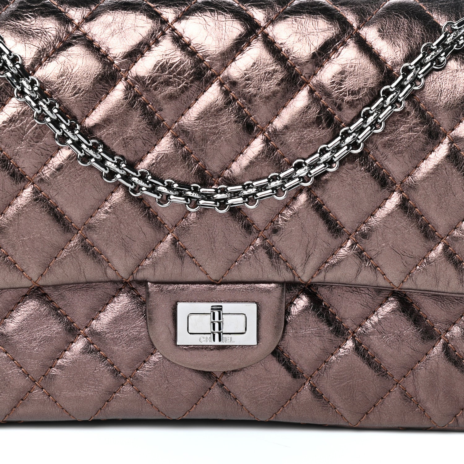 Chanel Metallic Aged Calfskin Quilted 2.55 Reissue 226 Flap Bronze 8 of 10