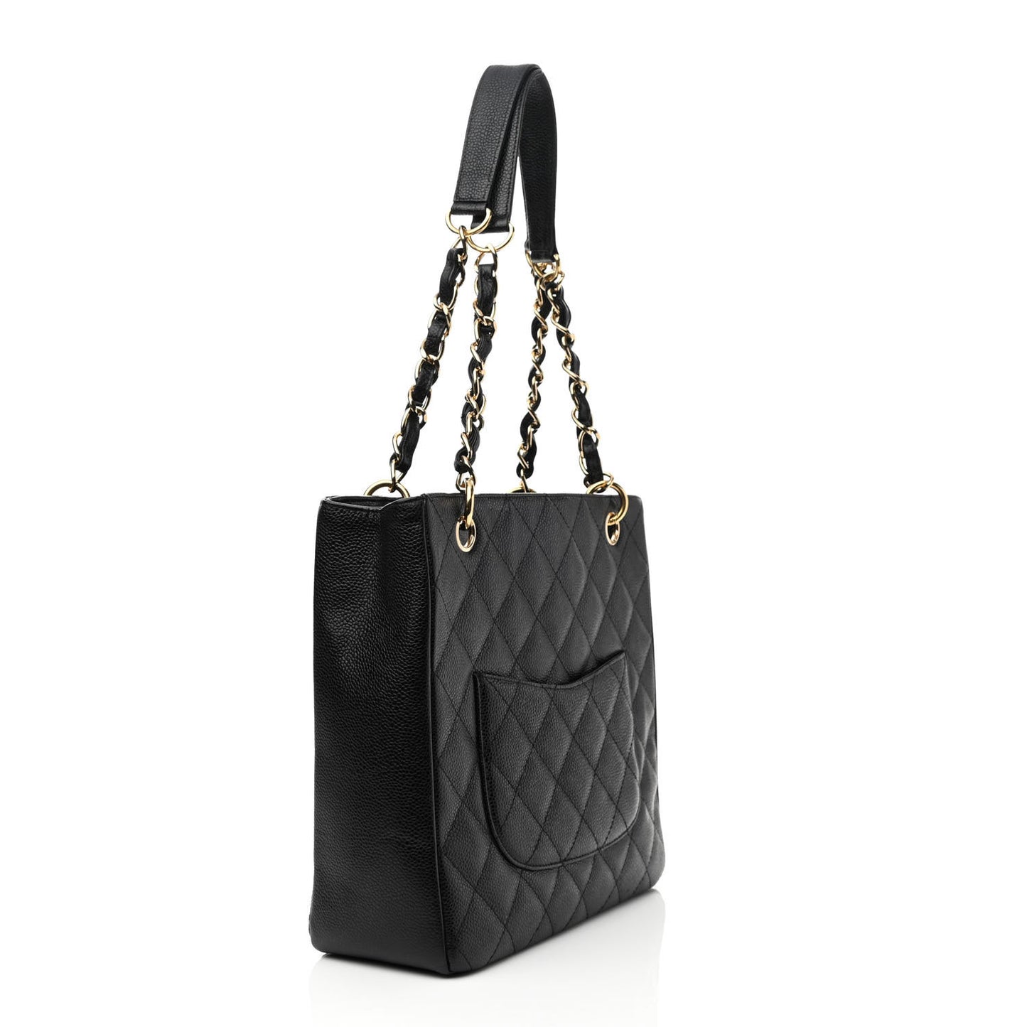 Caviar Quilted Petit Shopping Tote PST Black