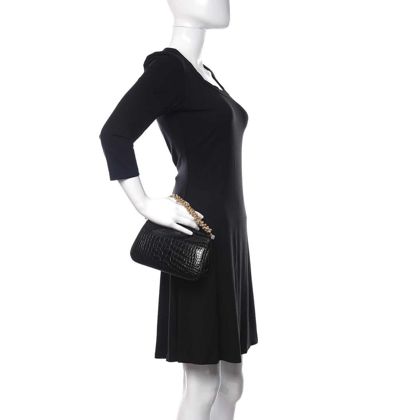 Alligator Crystal Evening Bag Black